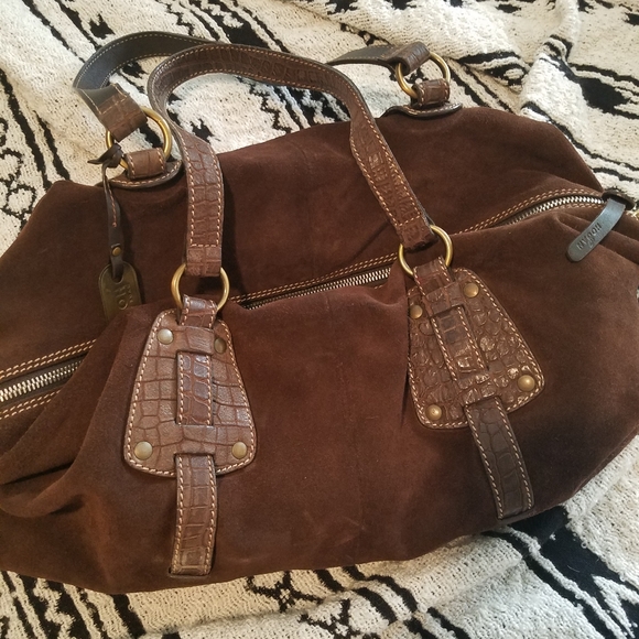 Hogan Bags Hogan Brown Suede Hobo Style Handbag Purse Made In Italy